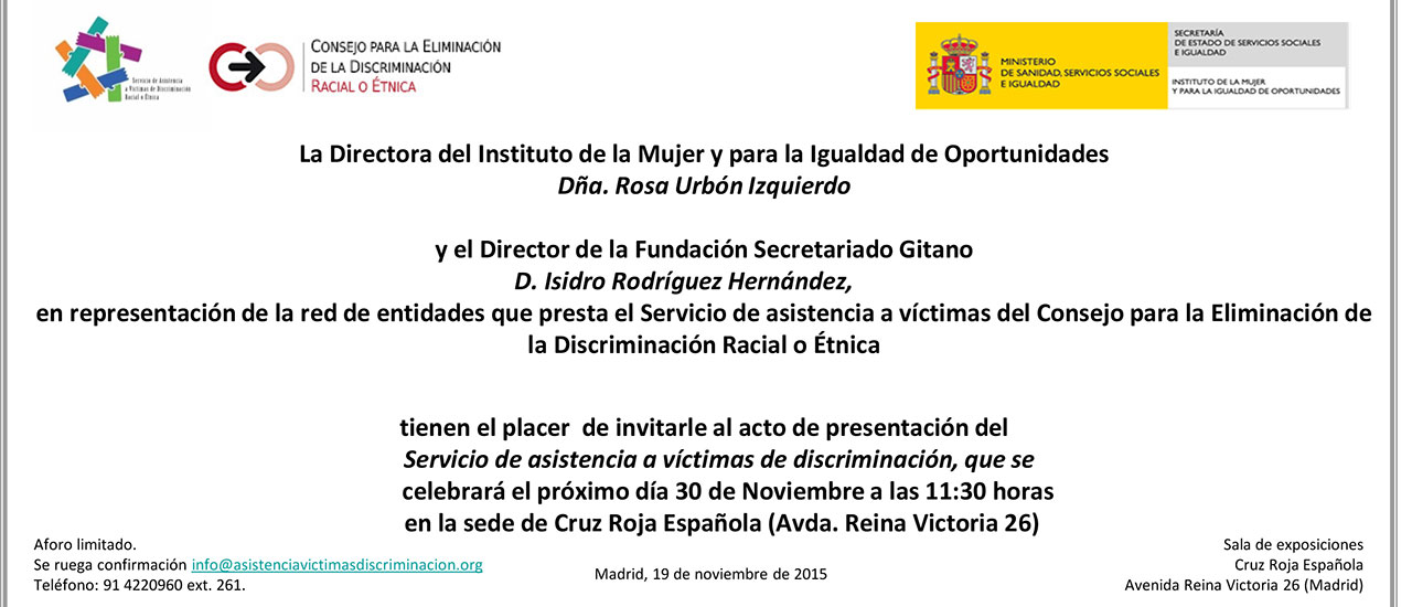 Presentación en Madrid del servicio de asistencia a víctimas de discriminación